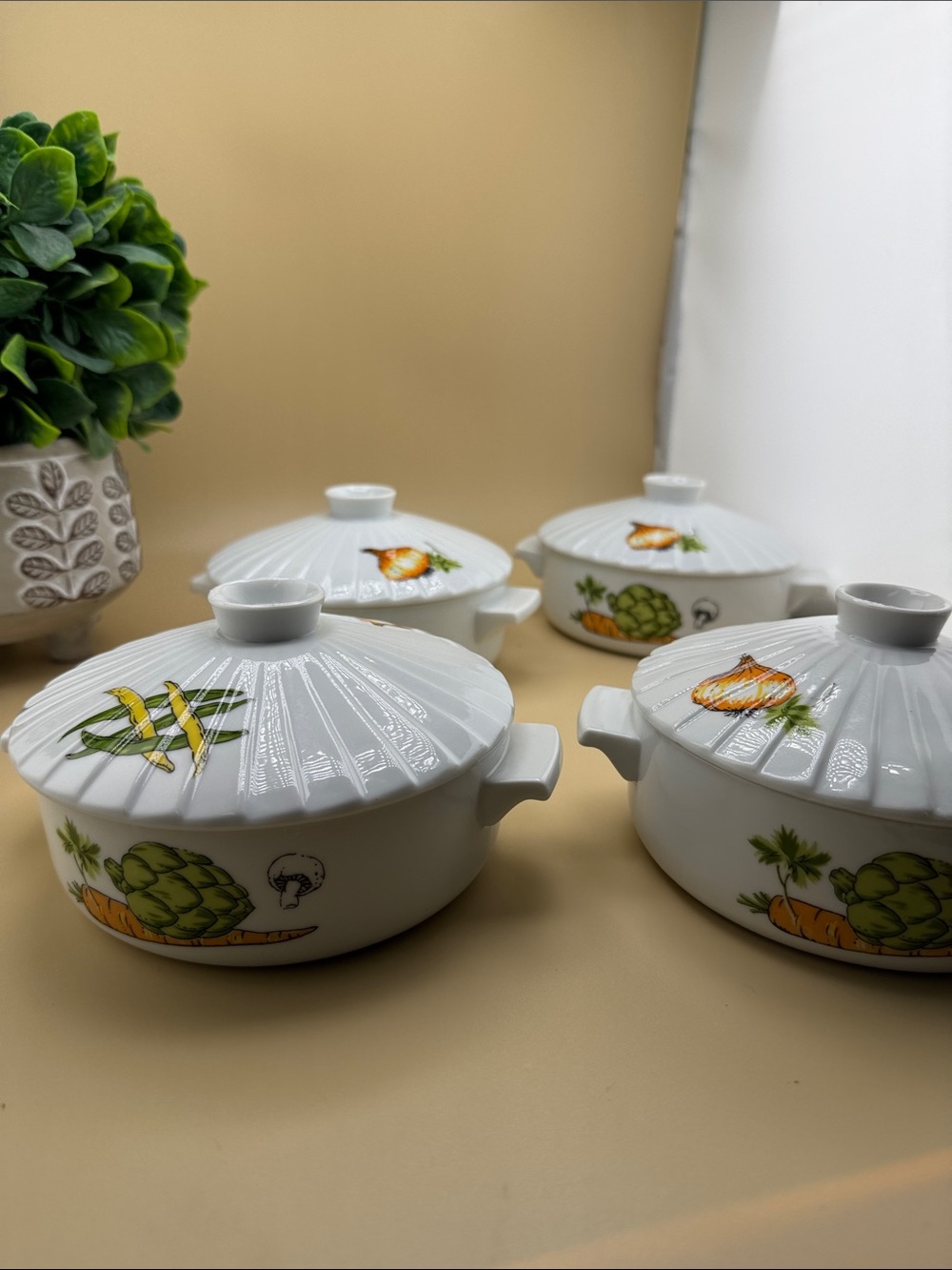 Vintage Styson Oven To Table Set of 4 Mini Casserole Dish 5" Diam
